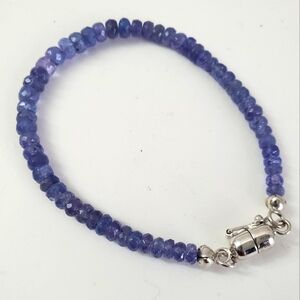 Sterling Silver 925 Genuine Tanzanite Magnetic Clasp Bracelet
